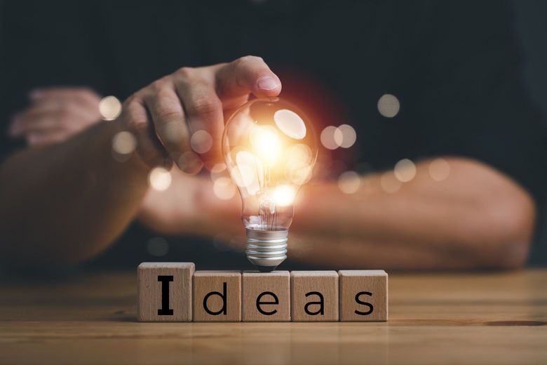 person holding a light bulb of ideas