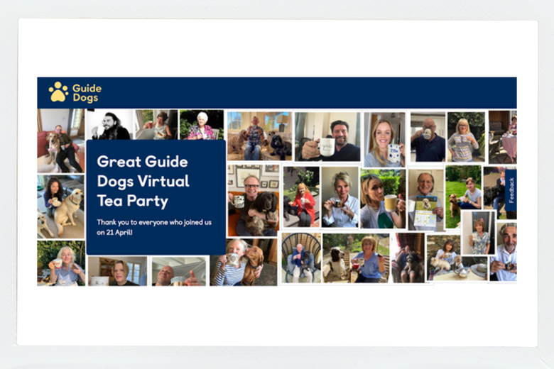 Guide Dogs virtual tea party digital campaign