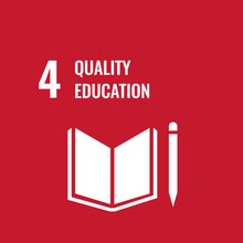 UN Sustainable Development Goal 4 icon showing an open book and pencil, representing quality education.