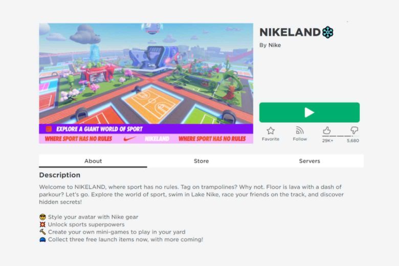 screenshot of Nikeland in the metaverse