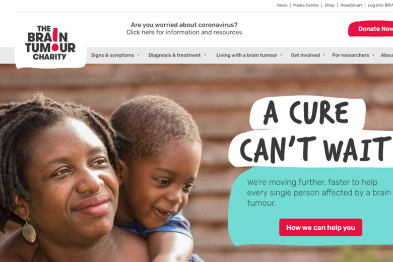 Brain Tumour Charity website design