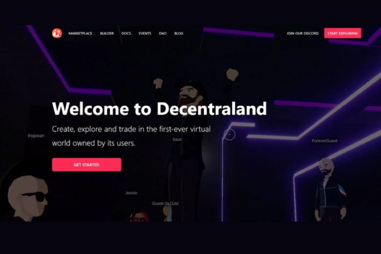 a screenshot of the homepage for decentraland