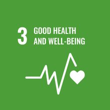 UN Sustainable Development Goal 3 icon showing a heartbeat line and heart, representing good health and wellbeing.