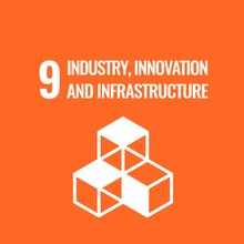 UN Sustainable Development Goal 9 icon showing three connected cubes, representing innovation and infrastructure.