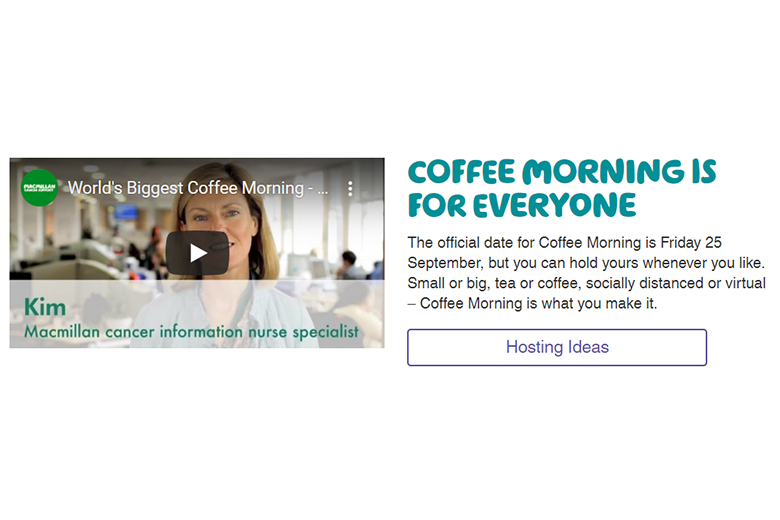 Macmillan Coffee Morning digital campaign
