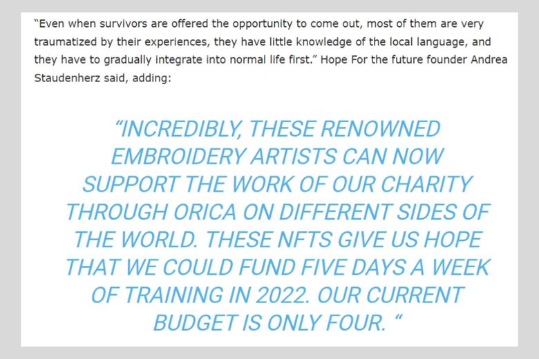 quote from Austrian charity Hope for the Future
