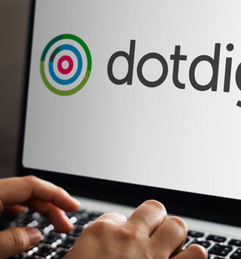 Laptop displaying dotdigital logo