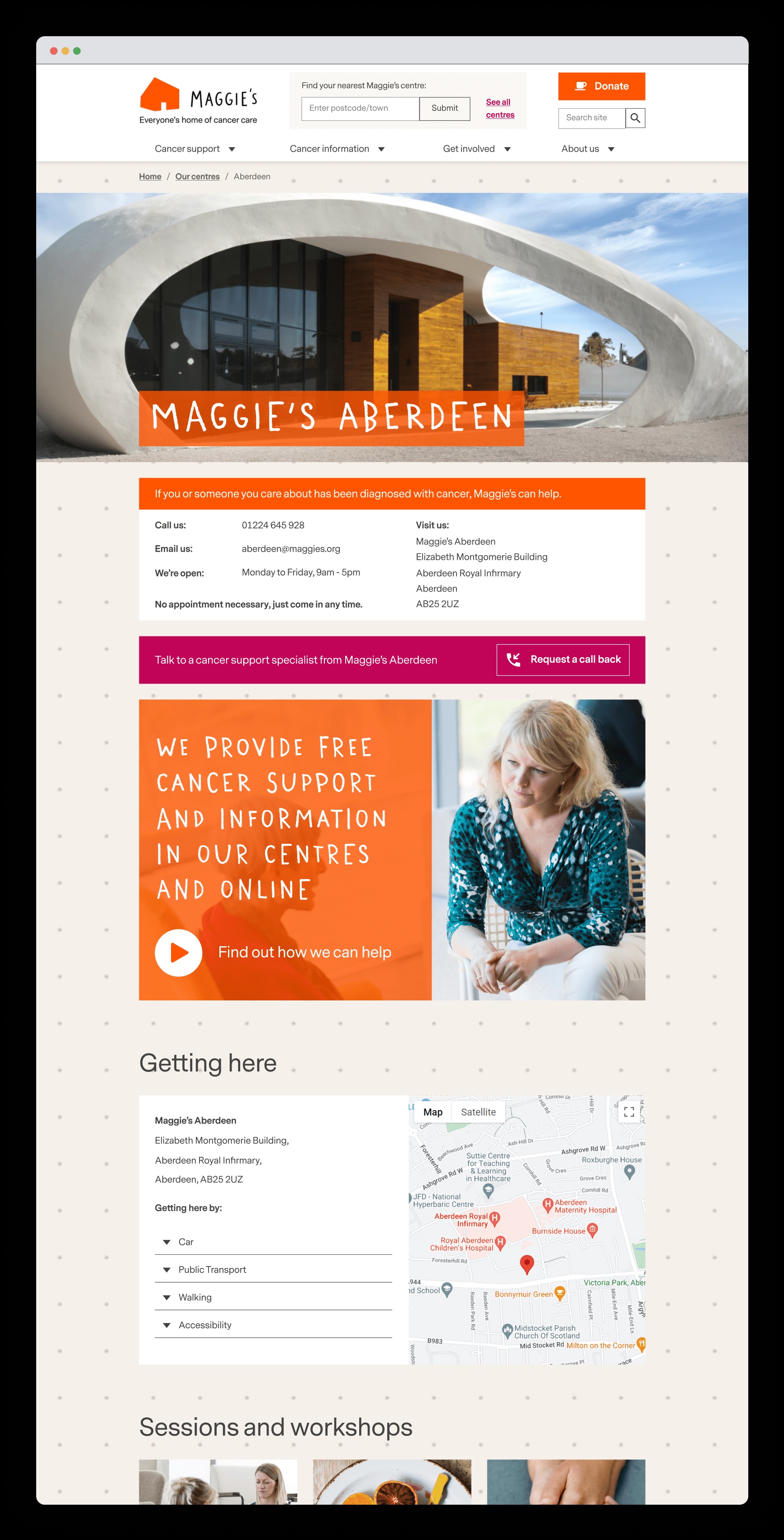 Maggie's website screenshot